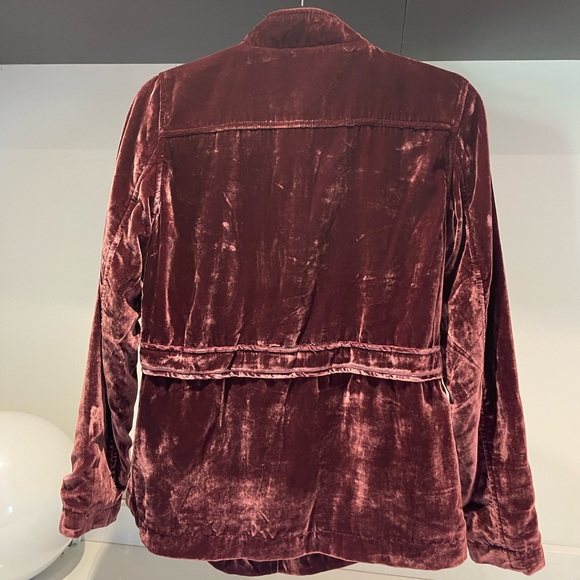$149 STUNNING Velvet LOFT button Jacket soft mauve Burgandy waist tie XS S - Picture 3 of 7
